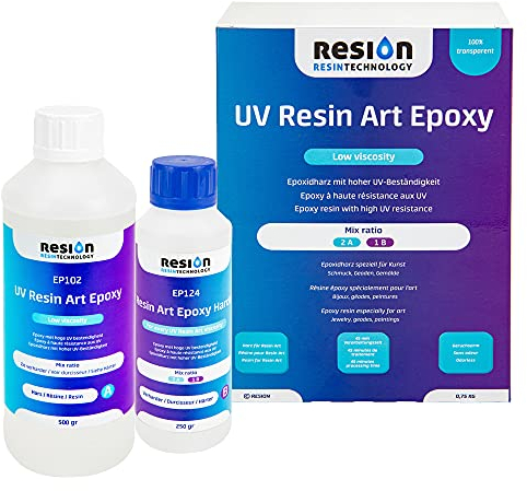 Epoxidharz Mit Härter für Resin Art | 2:1 Verhältnis, Niedrige Viskosität | Transparent, 0,75kg | Kunstharz, Glasklar, Lösungsmittelfrei, Geruchlos, Anfänger-Set