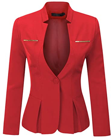 YYNUDA Blazer Femme Elegant Fit Veste de Costume avec Un Bouton pour Femme