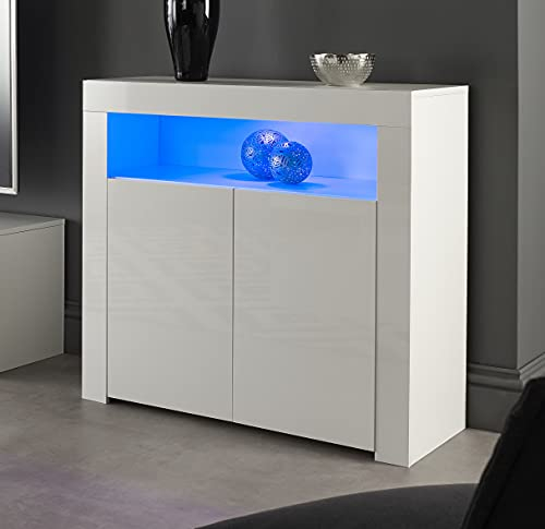 MMT Furniture Designs Ltd SIb02White Sideboard, Holz, weiß, 90 x 35 x 83 cm (B x T x H)