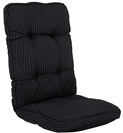 PATIO Hochlehner Auflage Royal/Lena 124 x 48 cm Sitzauflage schwarz Streifen gesteppt Taschen zur Befestigung für Gestell bis 45 cm breit mit Ø 18 mm Rohrdicke