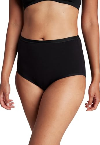 Jockey Worry Free Brief- Menstruationsunterwäsche, auslaufsichere Perioden Unterwäsche, Unterhosen Damen für leichte bis mittelschwere Regel, Baumwoll Unterwäsche Damen, in Schwarz