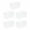 JMS we create smile [Pack of 5] Home Office Clear Plastic Stackable Storage Boxes & Lids (110 Litre)