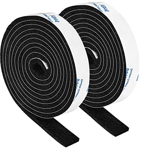 Lot de 2 rouleaux de feutre avec dos adhésif, 1,27 x 152,4 cm, ruban en feutre noir avec dos adhésif, bandes en feutre pour meubles