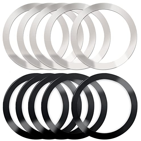 10-teiliges magnetisches drahtloses Ladegerät Universal-Metallringe mit Aufkleber, 2-Farben ultradünne Metallringe kompatibel mit MagSafe drahtloses Ladegerät Auto-Ladegerät auf den meisten