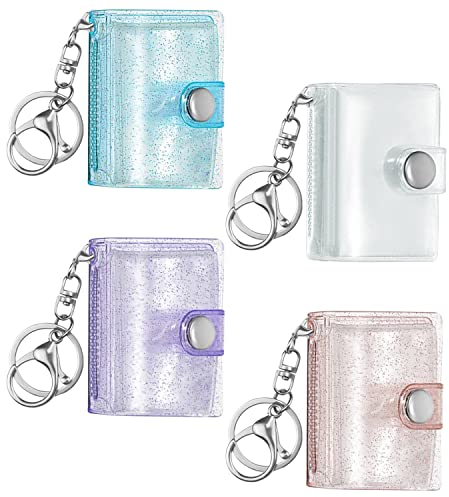 BEEK UEN1 Pack of 4, Portable Mini Keyring Family DIY Photo Album Gift Idea for Friends, Families, Couple (5.4 cm x 6.5 cm), Acrylic