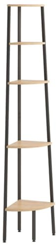 vidaXL Estantería Esquina 5 Niveles Expositora Librería Espacio Almacenamiento Plantas Marcos Fotos para Sala de Estar Marrón Claro Negro