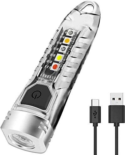 BORUIT V1 Small Powerful Torch LED Super Bright 400LM with UV Red Blue Yellow Light,12 Modes USB C Rechargeable Mini Keyring Torch,IPX6 Pocket Keychain Flashlight for Outdoor, Emergency, Daily Use