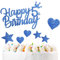 Personalised Happy 5th Birthday Cake Toppers Birthday Cake Decorations Blue for Boy Men Girl Women Kids, Double Sided Glitter Cupcake Topper Cake Topper Kit 5 Years Birthday Party Cake Décor Supplies