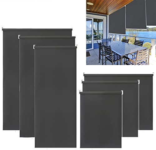 Aufun Senkrechtmarkise Vertikalmarkise Balkonmarkise 140 x 140 cm Sonnenschutz Balkonsichtschutz Sichtschutz Balkonrollo Stabil und wetterbeständig, für Balkon, Terrasse, Garten (Anthrazit)