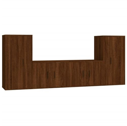 vidaXL Set de Muebles para TV 4 pzas Madera contrachapada marrón Roble