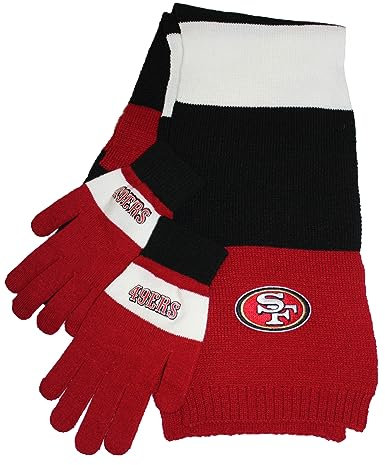 Littlearth NFL San Francisco 49ers dreifarbiger Schal und Handschuh Geschenk-Set