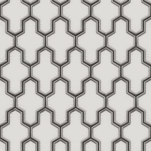 Fabric Touch White Black Trellis Wallpaper - Modern Contemporary Textured - Feature Wall Luxury Vinyl