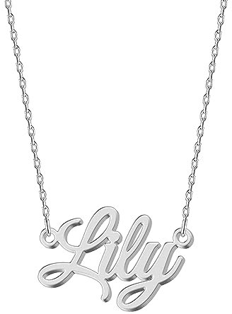 UMAGICBOX Personalized Silver Name Necklace Lily - Customizable Engraved Stainless Steel Pendant for Women - Unique Gift for Birthdays, Anniversaries, Graduations, and Valentine's Day