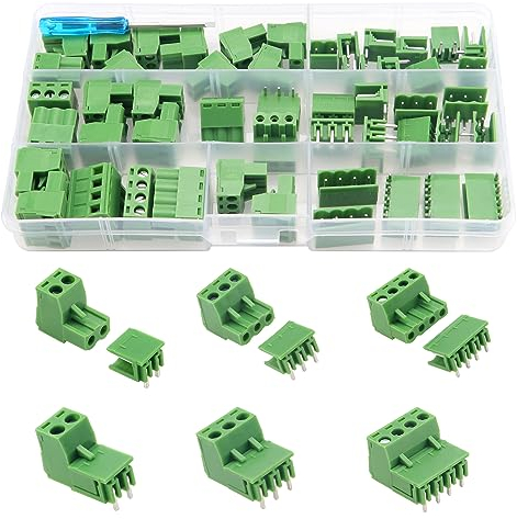YIXISI 25 Paare PCB Mount Screw Klemmenblock Pluggable, 5.08mm 2 Pin / 3 Pin /4 Pin PCB Terminal Block Stecker, Schraubklemmenblock Verbinder, für Leiterplatte (Rechtwinklig)