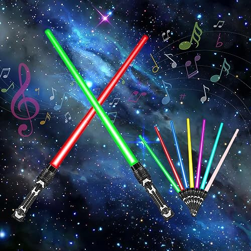 Zehan Zitong 2 Pièces Sabre Laser pour Enfants, 7 Couleurs Sabre Lumineux,Sabre Laser, Lightsaber,Epées Laser à LED avec Son, Cosplay Fête d'anniversaire Cadeaux