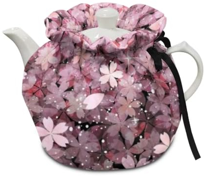 Jeiento Teewärmer, Motiv: rosa Kirschblüte, langlebig, für Frühstück, Wärmer, Teekanne, trendig, dekorativ, gemütlich, isoliert und warm hält