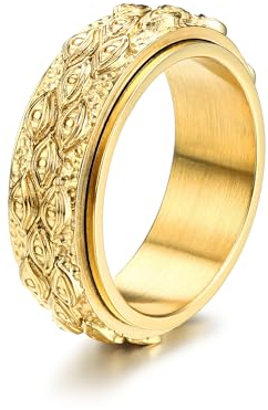 GTHIC Edelstahl Auge der Vorsehung Spinner Ring für Männer Frauen Gold Gothic Ring Alle Sehen Rotierende Band Ring Vintage Evil Eye Fidget Ringe Für Angst Schmuck Ringe Größe 10