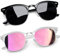 Joopin Rétro Miroir Lunettes de Soleil Polarisées Classique Demi Monture UV400 et Lunettes de Soleil Homme Noir Rose