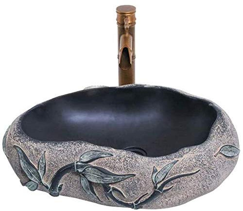 Badezimmer-Waschbecken, Waschbecken, Waschbecken, kreatives Lmitation-Stein, ovales Waschbecken, Waschschüssel, Heim-TET-Badezimmer