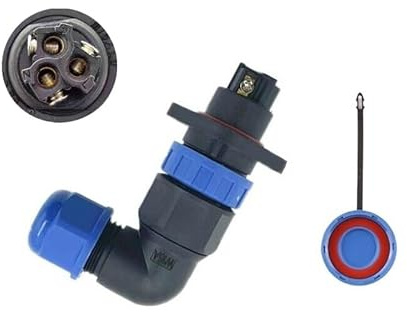MiJunHD Kein Löten | Schrauben Crimpen LD16 Ellenbogen Flansch Luftfahrt Stecker Buchse, 3Pin 10A 250V Steckverbinder Drahtverbinder IP68 Wasserdichtes Abzweigdose für Kabel Durchm Ø4mm-8mm (1 Stück)
