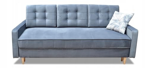 IMPAR24 Schlafsofa Bali, Sofa mit Schlaffunktion und Bettkasten, Klappsofa, Schlafcouch 213 x 94 x 93 cm, Couch in Veloursstoff, Farbe: Grau