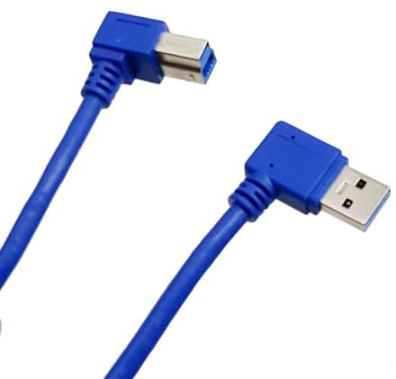 Seadream Câble d'imprimante USB 3.0 coudé de 1 m, câble USB B coudé, USB 3.0 type A mâle vers prise mâle de type B, câble d'imprimante haute vitesse à 90 degrés (A de droite vers B gauche)
