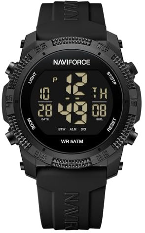 Naviforce Herren wasserdicht Sportuhr,Uhr für,digital Stoppuhr Wecker Kautschukband Damen Armbanduhr