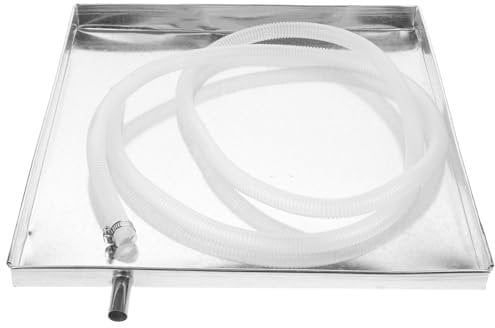 Ac External Unit Drip Tray with Drain Hose, Stainless Steel Air Conditioner Drip Pan, Leak-Proof Water Collection Tray with 2M Pipe and Clamp for Home Use