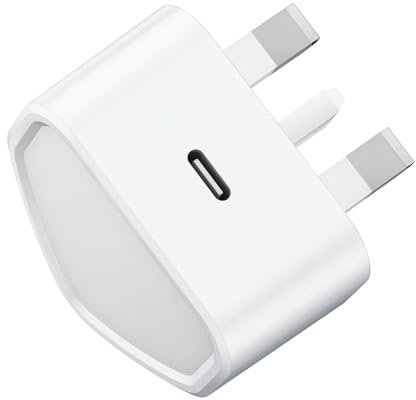 USB C Plug, 25W Fast Charger Plug UK Charging Plug for iPhone 16 15 14 13 12 11 Pro Max Plus XS XR, iPad, Samsung Galaxy, USBC Plug Fast Charge USB C Power Adapter PD 3.0 Quick Wall Plug Type C Head