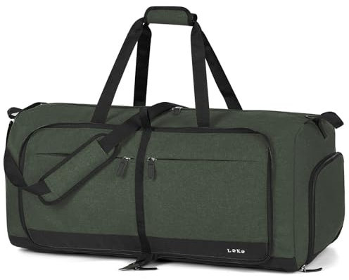 Lekesky Reisetasche Damen 80L Faltbare Reisetasche Weekender Sporttasche mit Schuhfach, wasserdichte Handgepäck Tasche/Sporttasche/Krankenhaustasche (Grün)
