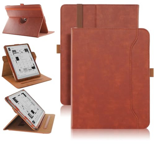 TOPCASE Hülle für BOOX Go 10.3 Zoll 2024 Tablet, Kann Sich Um 360°drehen Smart Case,mit Pen Halter und Standfunktion,Braun