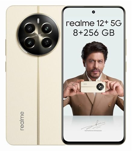 realme 12+ 5G Smartphone 8+256 GB con NFC, doppia scheda SIM, Chipset Dimensity 7050 5G, Display AMOLED fino a 120 Hz, Smart Touch antipioggia, SUPERVOOC fino a 67W, Beige (senza adattatore)