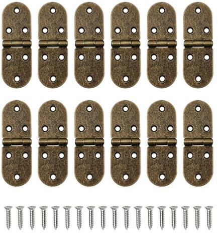 ONEBO 12 Cerniere Con 72 Viti - Cerniere per Ante, Cernieres per Ante Cucina per Legno, Finestre, Tavoli Pieghevoli, Armadi, Antes di Cucine e Armadi (Colore Ottone)