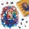 Figured'Art Holzpuzzle Erwachsene und Kinder 200 Teile Tiere - Lebhafter Löwe - Originelles Design 23,2x30,5 cm Einzigartige Form mit Premium-Holzkiste