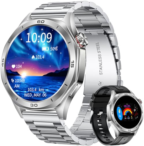 MEGALITH Smartwatch Herren Fitness Telefonfunktion: Tracker Taschenlampe Schrittzähler Sport Fitnessuhr - Wasserdicht Blutdruck Smart Watch Kompatibel Android iOS
