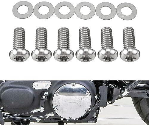 NICECNC 6 x Titan Kupplungsdeckelschrauben Derby Cover Bolt Kit Compatible with Harley Sportster 1200 Super Low XL1200T 2014-2019, Sportster 883 Custom XL883C 2003-2010, Siehe Passform
