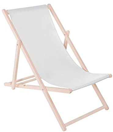 Muntel Klappstuhl Liegestuhl klappbar aus Massivholz, Sonnenliege für Garten, Balkon & Terrasse, Gartenstühle, Gartenliege wetterfest, Strandliege klappbar leicht, Strandstuhl, (Hellgrau)