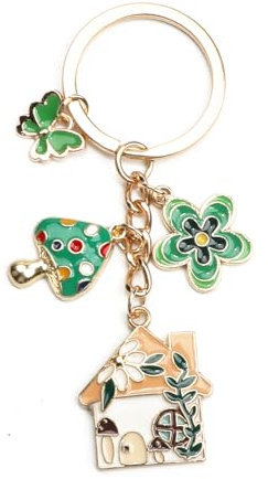 Porte Clés Délicat Avec De Jolies Fleurs Et Des Pendentifs En Forme De Champignon, Porte Clés Pour Emménager Dans Une Nouvelle Maison, Cadeau De Pendaison De Crémaillère Pour Les Amis