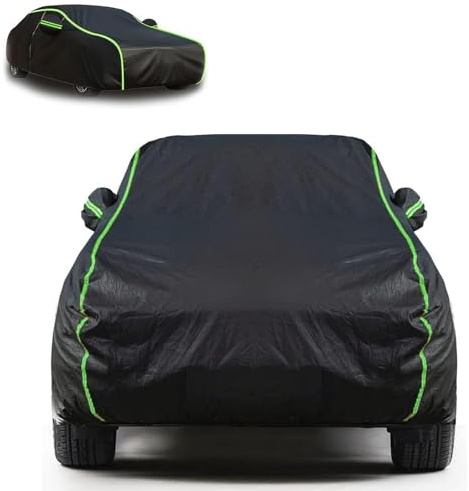 XMYAN Autoabdeckung Outdoor für Peugeot 4007, Auto Autogarage Wasserdicht Auto Abdeckplane Vollgarage Winddicht Schneedicht UV-Schutz Garage Atmungsaktiv Regenfest(Black)
