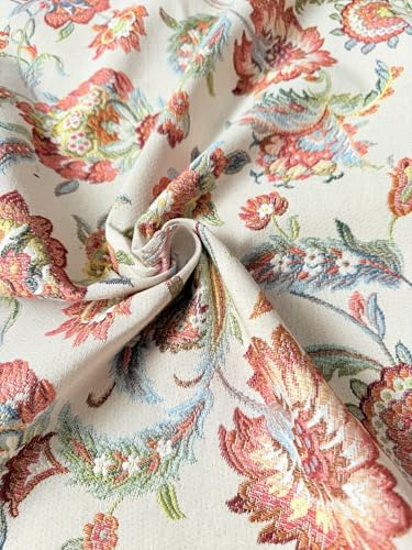 Gobelin Tapisserie Polsterstoff mit Blumenmuster, indische Rose, Jacquard-Material für Kissen, Vorhänge, Basteln, 140 cm breit, Meterware