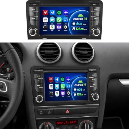 OiLiehu 6+128G 8-Core Android 13 Car Stereo for Audi A3 8P S3 RS3 2003-2012 with Wireless CarPlay Android Auto, 7'' IPS Touchscreen with WiFi Mirror Link Bluetooth FM RDS DSP EQ SWC Backup Camera
