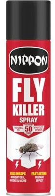 Nippon Fly and Wasp Killer Aerosol Spray 300ml Fast Acting Flying Insect Killer for Home Use Kills Flies, Wasps, Mosquitoes, Midges on Contact Indoor Bug Control Aerosol