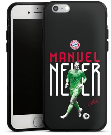 Silikon Hülle kompatibel mit Apple iPhone 6 Case schwarz Handyhülle FC Bayern München Manuel Neuer Offizielles Lizenzprodukt