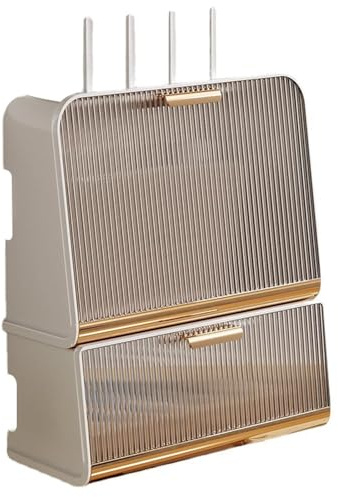 Router Aufbewahrungsbox aus Plastik Wandmontage WiFi Router Box Router Regal Kabelbox steckdosenleiste verstecken Router Schrank Kabel Organizer für Neben Steckdosenleiste Mediacenter(Kombination 2)