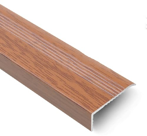 90cm Aluminium-Boden Übergangsleiste, Metall-Treppen Zierleiste Für Den Außenbereich, Holzmaserung, Für Holz/Vinyl/Fliesen Kantenschut Abdeckleiste(Brown,90 * 3 * 2cm)