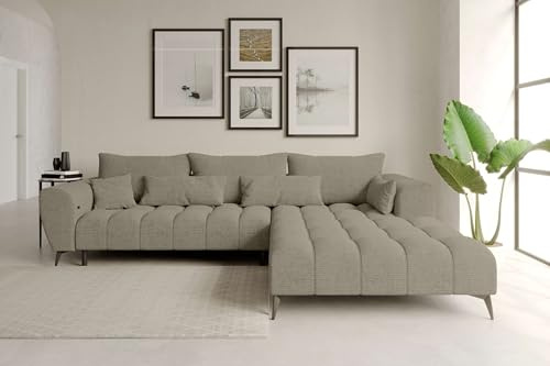 99rooms Ferrano Ecksofa Polsterecke Eckcouch Chenille Eden Cappuccino, mit Ottomane Rechts, mit Sitztiefenverstellung
