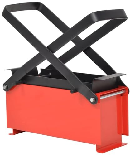 sephironlbb Presse à briquettes de papier en acier - 34 x 14 x 14 cm - Noir et rouge - Presse manuelle pour papier usagé, recyclage, combustible, cheminée, poêle à bois, foyer peu encombrant, durable