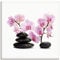 ARTLAND Wanddeko Leinwand Bilder Wandbild 50x50 cm Wellness Zen Stein Fotografie Pink/Rosa Schwarze Steine und pink Orchidee T6BI