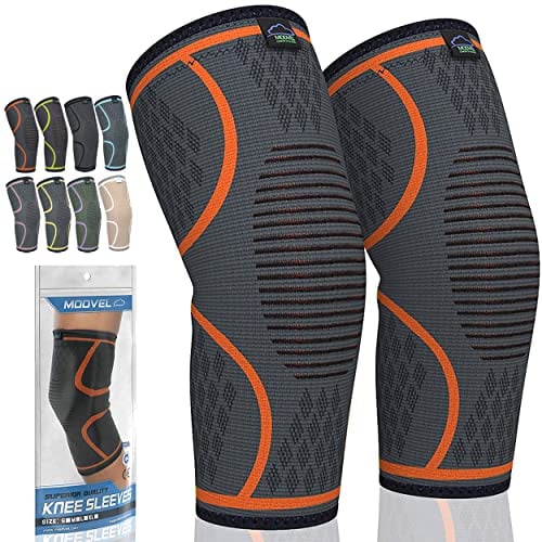 MODVEL Kniebandage Set für Damen und Herren – Stabiler Halt beim Sport, Training, Fitness, Wandern, Alltag – Bequeme, Hautfreundliche, Atmungsaktive Bandage aus Weichem Nylon-Latex-Gewebe