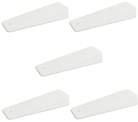5 x sossai® Türkeil | TSK95 | Türstopper aus Hartgummi | Farbe: Weiß